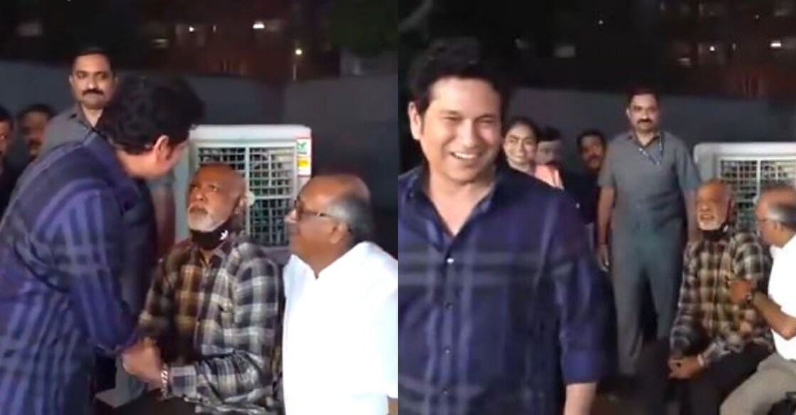 വിനോദ് കാംബ്ലിയും സച്ചിൻ തെൻഡുൽക്കറും സംസാരിക്കുന്നു. Photo: Screengrab@ANIVideo