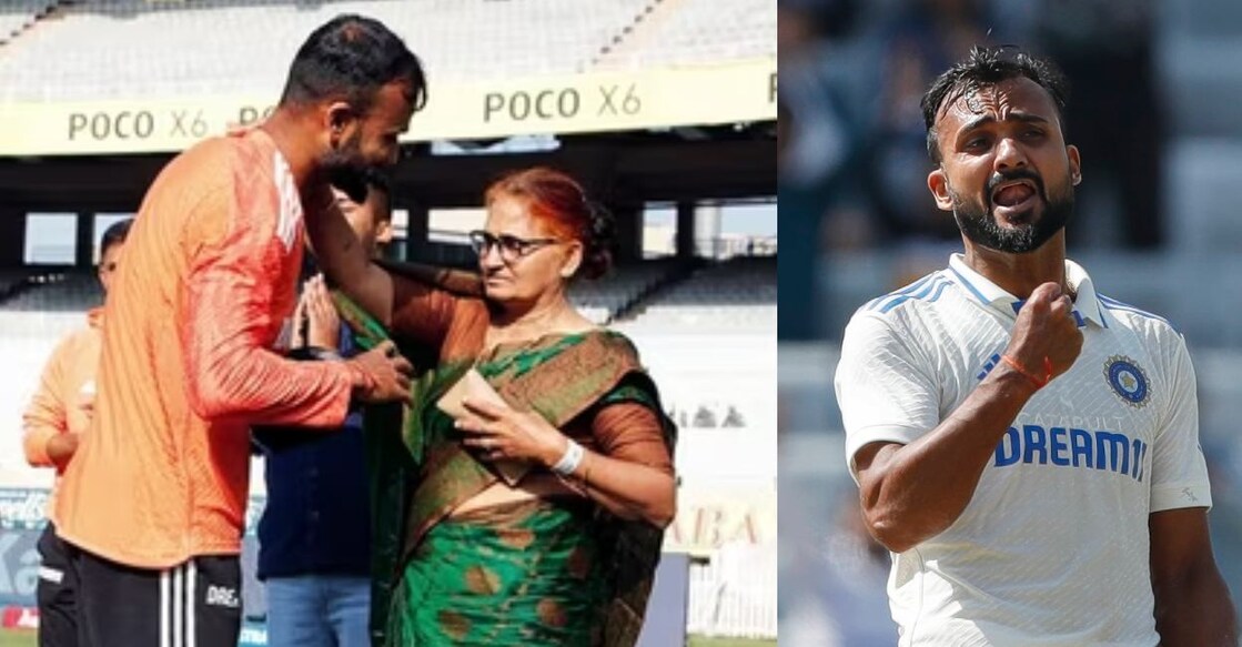 ആകാശ് ദീപ് ടെസ്റ്റ് ക്യാപുമായി അമ്മയ്ക്കരികിൽ, മത്സരത്തിൽ വിക്കറ്റു നേടിയതിനു ശേഷമുള്ള വിജയാഹ്ലാദം (ബിസിസിഐ ചിത്രം)