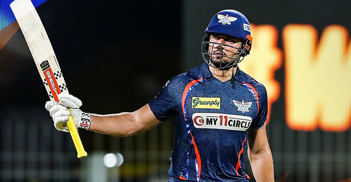 stoinis സെഞ്ചറി നേടിയ മാർകസ് സ്റ്റോയ്നിസിന്റെ ആഹ്ലാദം. Photo: FB@LSG
