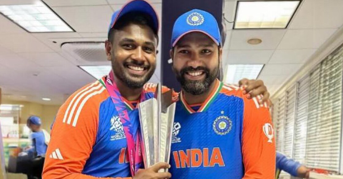 sanju-rohit സഞ്ജു സാംസൺ ഇന്ത്യൻ ക്യാപ്റ്റൻ രോഹിത് ശർമയ്ക്കൊപ്പം. Photo: Instagram@SanjuSamson
