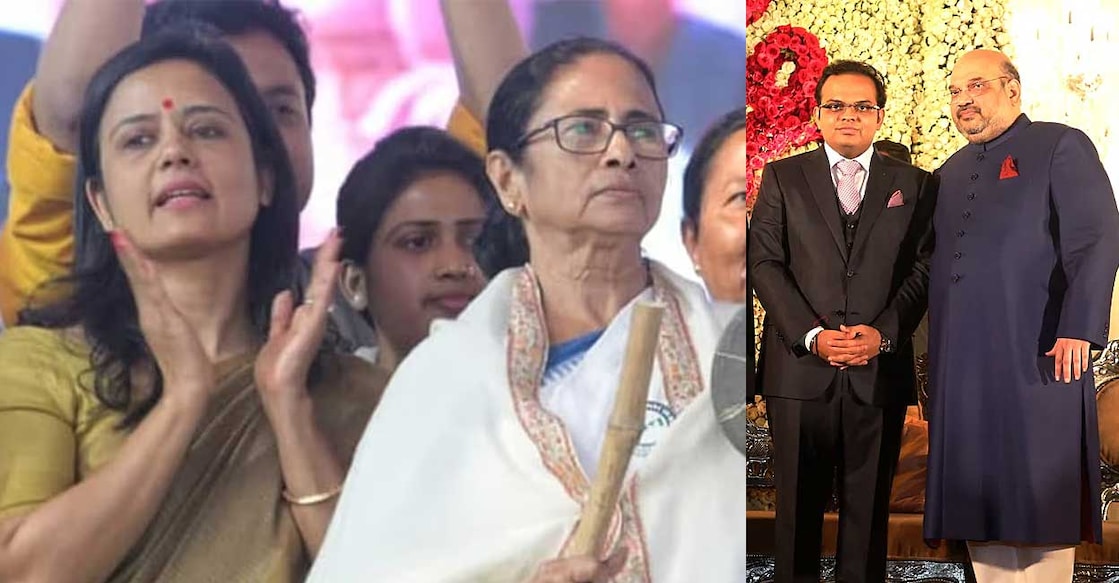 mahua-moitra-mamata-banerjee-jai-shah-amit-shah മഹുവ മൊയ്ത്രയും മമത ബാനർജിയും, ജയ് ഷായും അമിത് ഷായും (ഫയൽ ചിത്രങ്ങൾ)