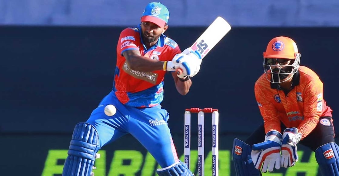 sachin-baby-batting കൊല്ലം ക്യാപ്റ്റൻ സച്ചിൻ ബേബിയുടെ ബാറ്റിങ്.. Photo: KCA
