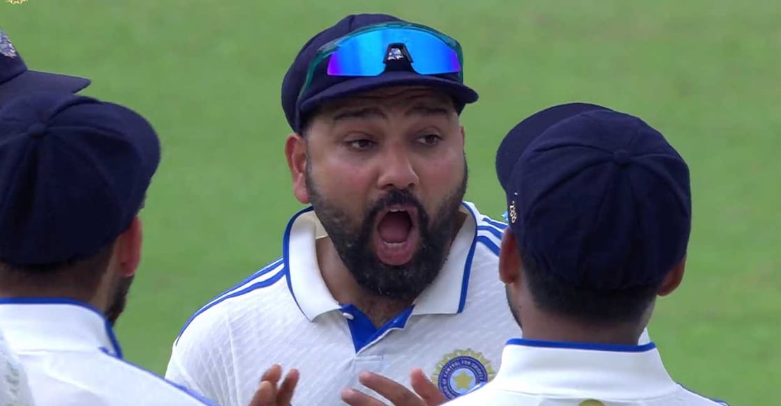 rohit-sharma വിക്കറ്റ് ലഭിച്ചപ്പോൾ രോഹിത് ശർമയുടെ ഭാവം. Photo: X@Johns