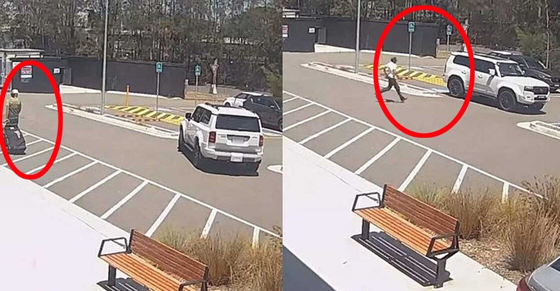 സാം കോൺസ്റ്റാസ് നടന്നുനീങ്ങുന്നതാണ് ആദ്യ ചിത്രത്തിൽ, വാഹനം താനേ ഉരുണ്ടതിനെ തുടർന്ന് അടിനടുത്തേക്ക് ഓടുന്ന ആരാധകൻ രണ്ടാം ചിത്രത്തിൽ.