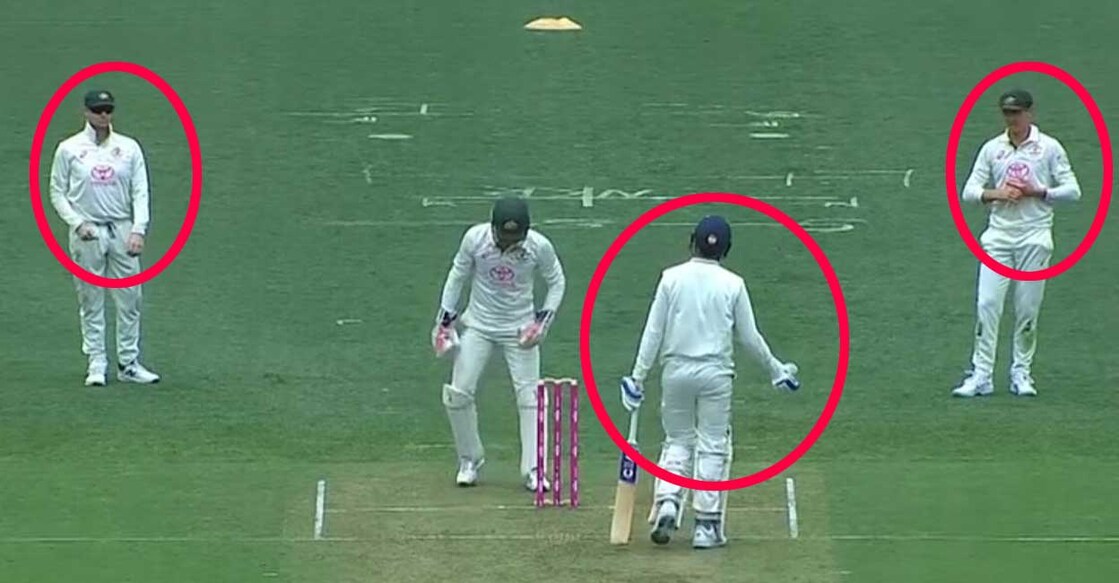 smith-gill-labuschagne സ്ലെജ് ചെയ്യാൻ ശ്രമിച്ച സ്റ്റീവ് സ്മിത്ത് (ഇടത്), മാർനസ് ലബുഷെയ്ൻ (വലത്) എന്നിവരോട് പ്രതികരിക്കുന്ന ഇന്ത്യൻ താരം ശുഭ്മന് ഗിൽ (വിഡിയോ ദൃശ്യം)