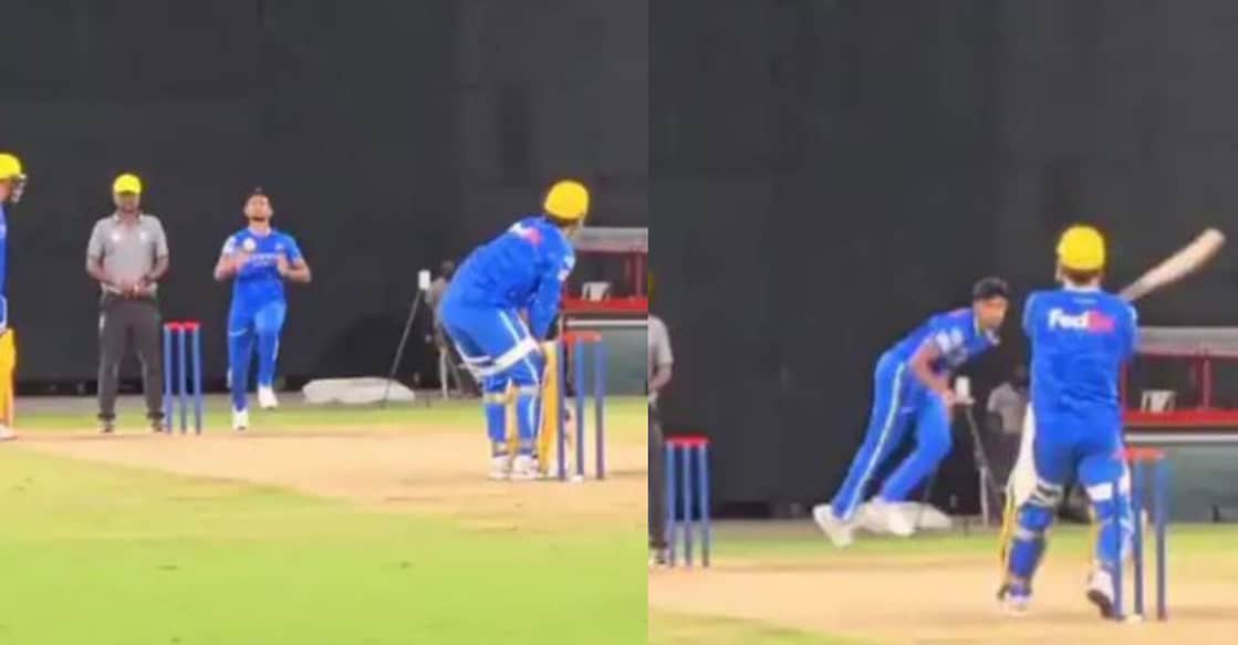 dhoni-six മതീഷ പതിരാനയുടെ പന്ത് സിക്സർ പറത്തുന്ന ധോണി. Photo: X@Dhonifans