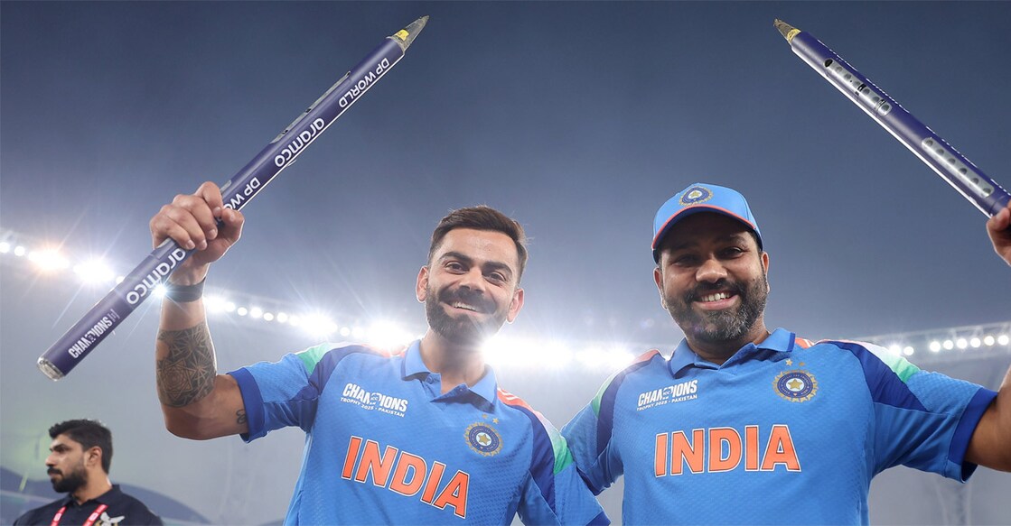 kohli-rohit-1 ഇന്ത്യയുടെ വിജയം ആഘോഷിക്കുന്ന വിരാട് കോലിയും രോഹിത് ശർമയും (ബിസിസിഐ ചിത്രം)