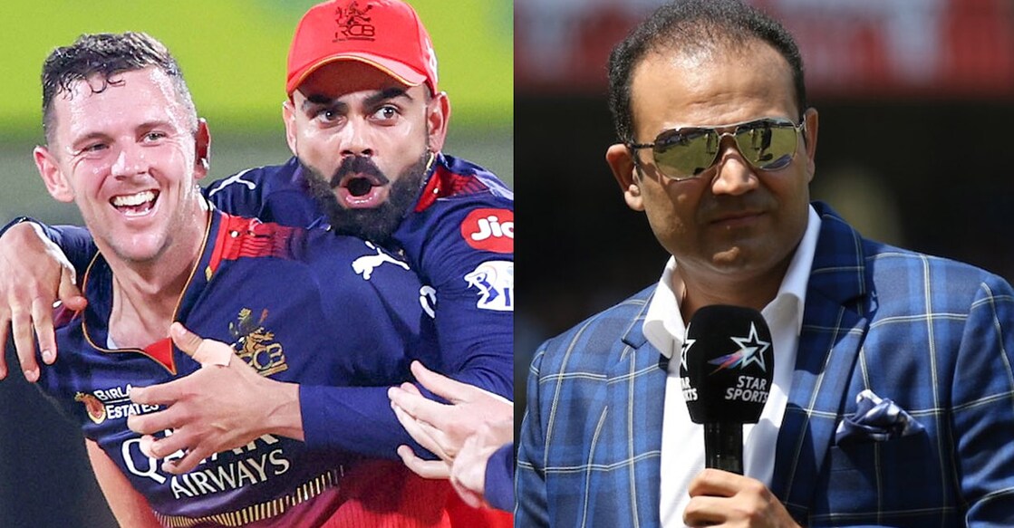 ആർസിബി താരങ്ങളായ ജോഷ് ഹെയ്‌സൽവുഡും വിരാട് കോലിയും, വീരേന്ദർ സേവാഗ്