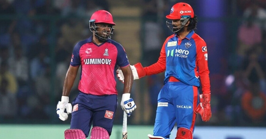 പരുക്കേറ്റ സഞ്ജു സാംസണിനെ ആശ്വസിപ്പിക്കുന്ന കെ.എൽ. രാഹുൽ