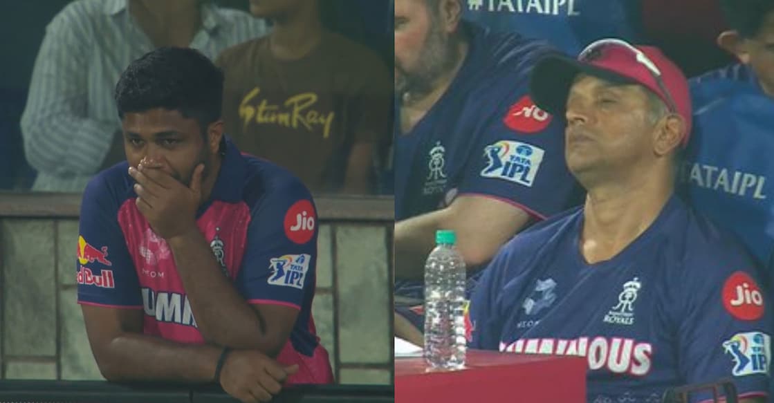 sanju-dravid രാജസ്ഥാന് ക്യാപ്റ്റൻ സഞ്ജു സാംസണും പരിശീലകൻ രാഹുൽ ദ്രാവിഡും മത്സരത്തിനിടെ. Photo: X@IPL