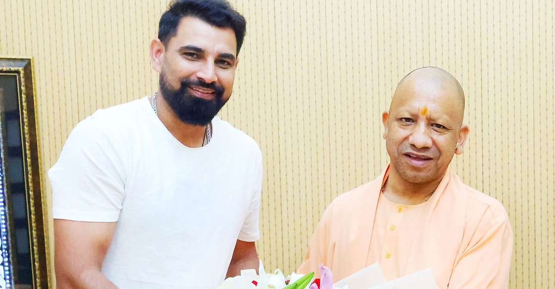 shami-yogi മുഹമ്മദ് ഷമി യോഗി ആദിത്യനാഥിനെ കാണാനെത്തിയപ്പോൾ. Photo: X@YogiAdityanath