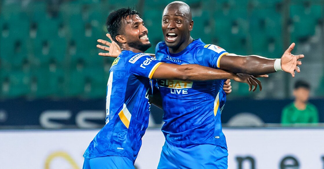 chennaiyin ഗോൾ നേട്ടം ആഘോഷിക്കുന്ന ചെന്നൈയിൻ എഫ്സി താരങ്ങൾ. Photo: X@ISL