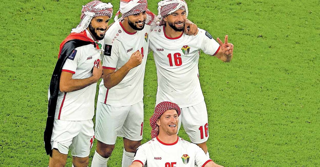 jordan-vs-korea-match മത്സരശേഷം ജോർദാൻ താരങ്ങളുടെ വിജയാഹ്ലാദം.