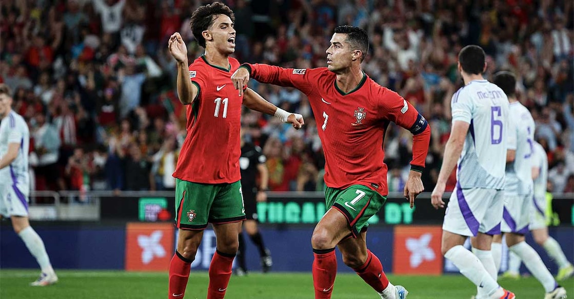cristiano-ronaldo-goal-celebration പോർച്ചുഗലിന്റെ വിജയഗോൾ നേടിയ ക്രിസ്റ്റ്യാനോ റൊണാൾഡോയുടെ ആഹ്ലാദം (പോർച്ചുഗൽ ടീം എക്സിൽ പങ്കുവച്ച ചിത്രം)