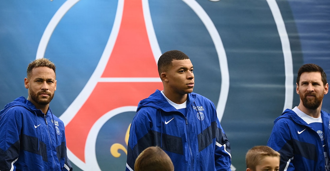 FBL-FRA-LIGUE1-PSG-TROYES നെയ്മാർ, എംബപെ, മെസി. Photo: FRANCK FIFE/AFP