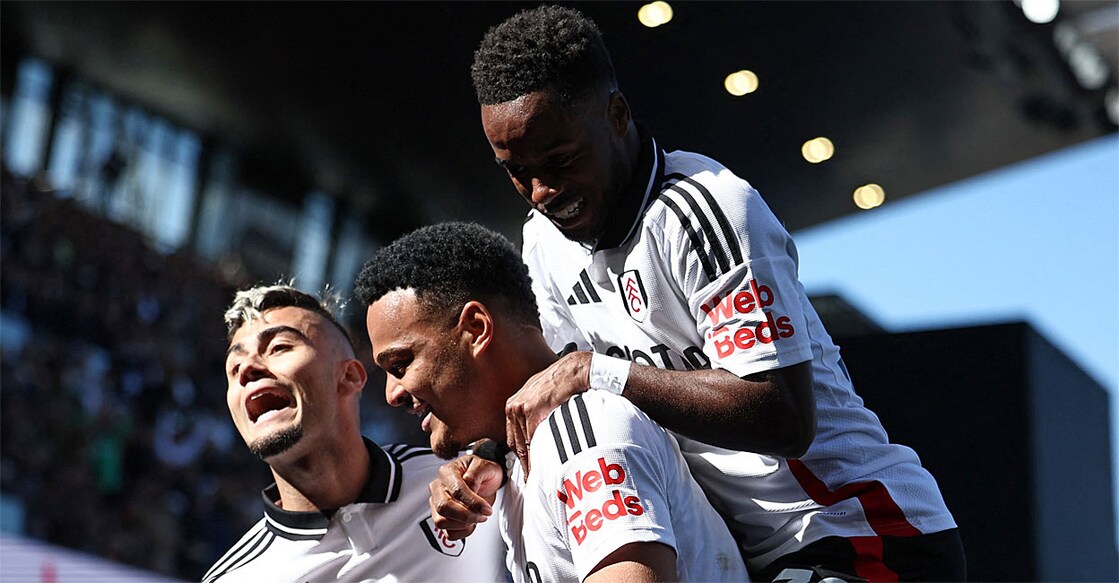 ലിവർപൂളിനെതിരായ മത്സരത്തിൽ ഗോള്‍നേട്ടം ആഘോഷിക്കുന്ന ഫുൾഹാം താരങ്ങൾ (ഫുൾഹാം പങ്കുവച്ച ചിത്രം)