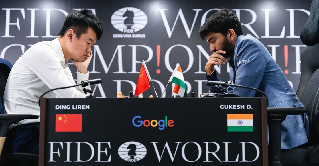 ding-gukesh ഡിങ് ലിറനും ഡി. ഗുകേഷും. Photo: X@InternationalChessFederation