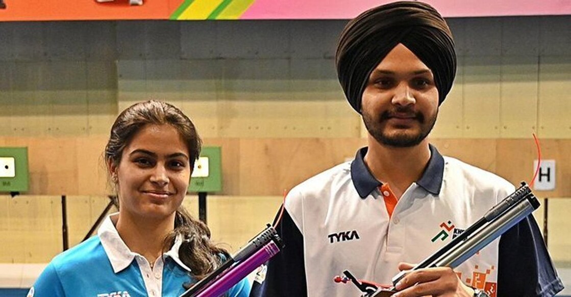 manu-bhaker-sarabjot-singh മനു ഭാകറും സരബ്ജോത് സിങ്ങും. Photo: X@Indiaallsports