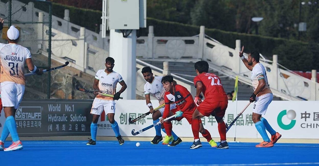 india-vs-south-korea-hockey ഇന്ത്യ–ദക്ഷിണ കൊറിയ മത്സരത്തിൽനിന്ന് (എക്സിൽ നിന്നുള്ള ദൃശ്യം)