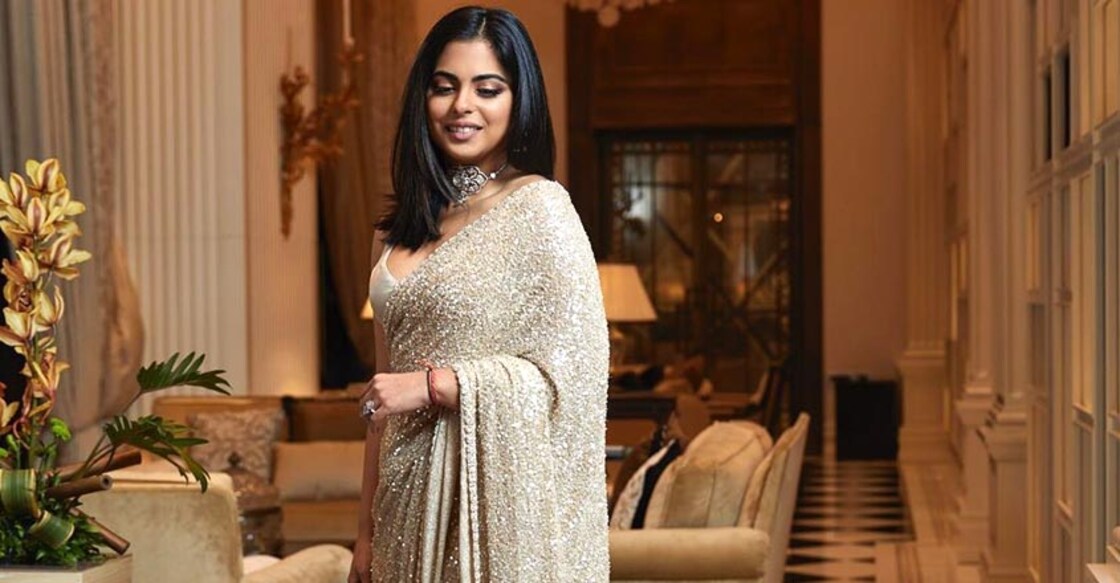 isha-ambani-flaunts-in-sabyasachi-sari ഇഷ അംബാനി