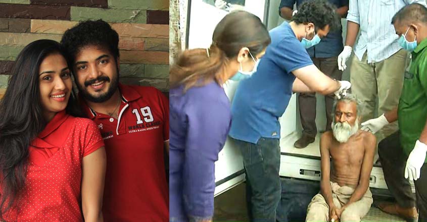 vinu-mohan-and-wife-helps-poor-people-in-streets vinu-mohan-and-wife-helps-poor-people-in-streets