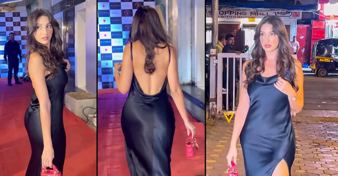 nora-fatehi-stylish-look-in-backless-dress Image Credits: Instagram/viralbhayani