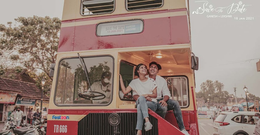 save-the-date-photoshoot-in-ksrtc-double-decker-bus save-the-date-photoshoot-in-ksrtc-double-decker-bus