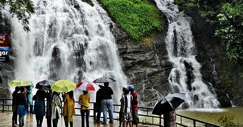 view of the water falls from visitors platform view of the water falls from visitors platform