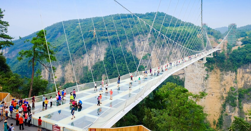 Glass-Bottom-Bridges,-Hunan,-China Glass-Bottom-Bridges,-Hunan,-China