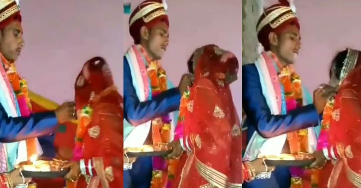 The bridegroom holding his hair and forcing it into the bride’s mouth;  This is also torture- video