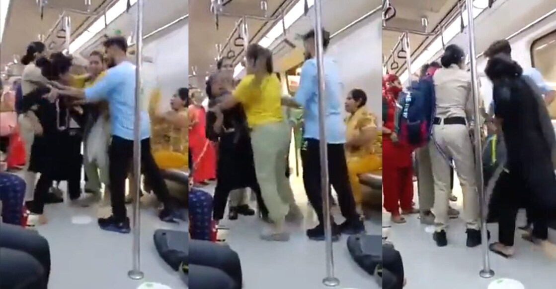 women-fight-in-metro Image Credit: twitter/Arhantt_pvt